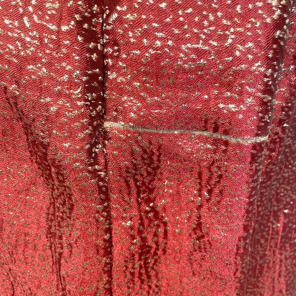 Monique Lhuillier Metallic Cut Out High Low Gown In Maroon Gold Size 10 - Picture 12 of 16